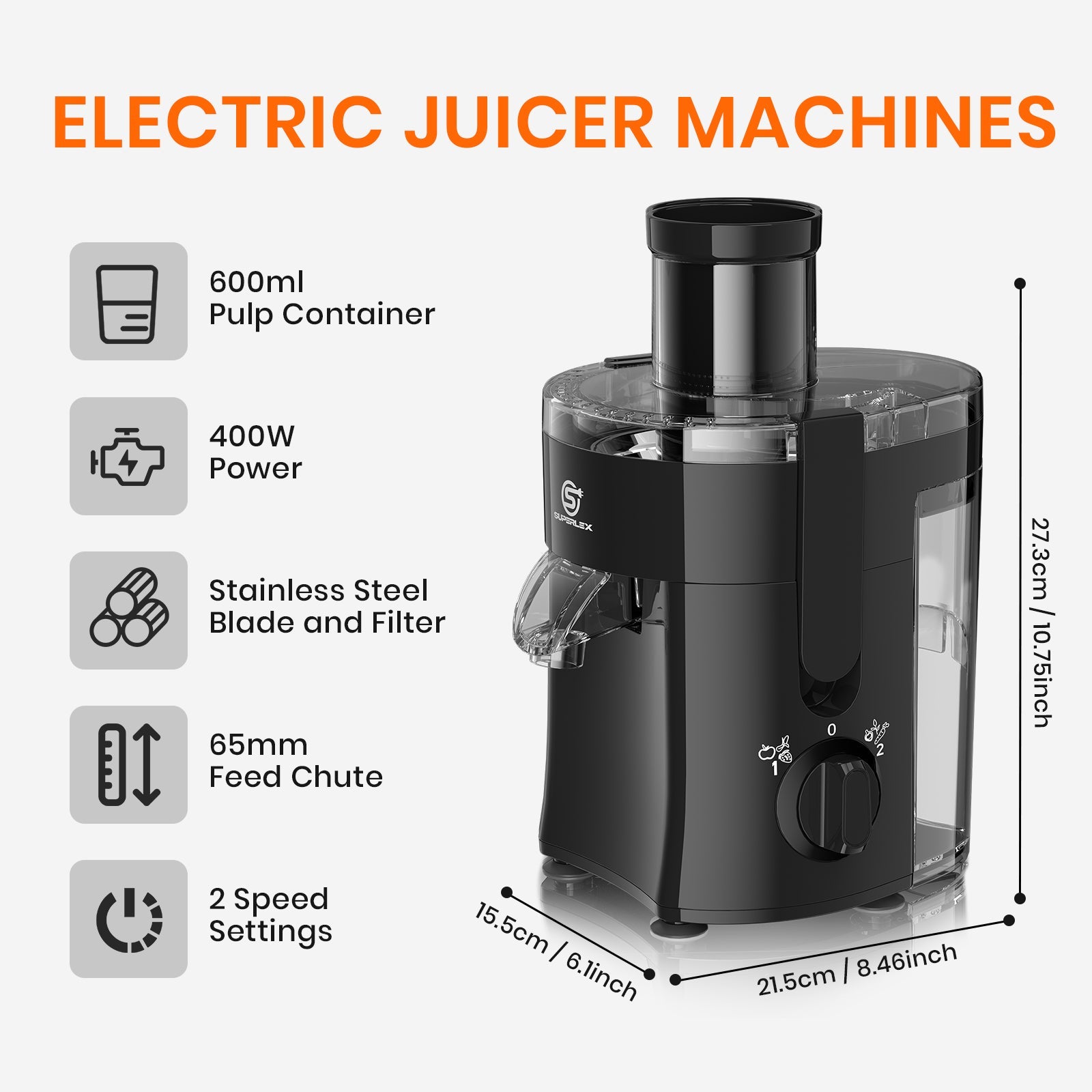 400W Power Juicer with 600ml Capacity – Compact & Easy to Clean