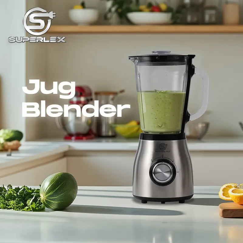 1.5L Glass Jug Blender with 800W Motor & Stainless Steel 4-Blade System