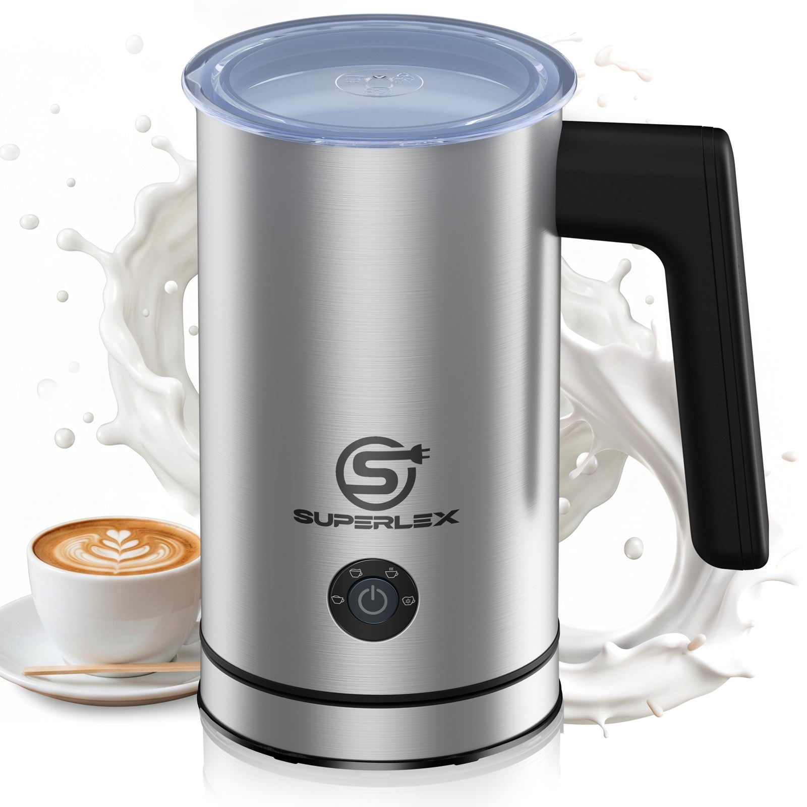500W 4-In-1  Stainless Steel Milk Frother with Safe & Easy One-Touch Operation