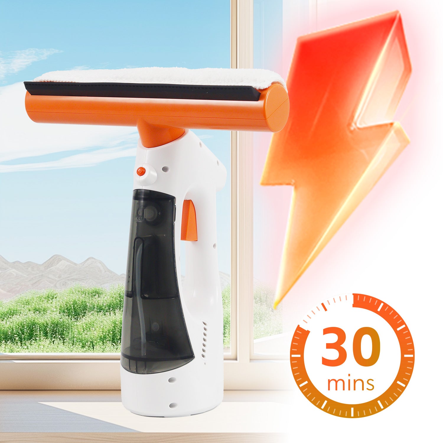 Cordless 3-in-1 Window Vac with Steam Cleaning and HEPA Filter