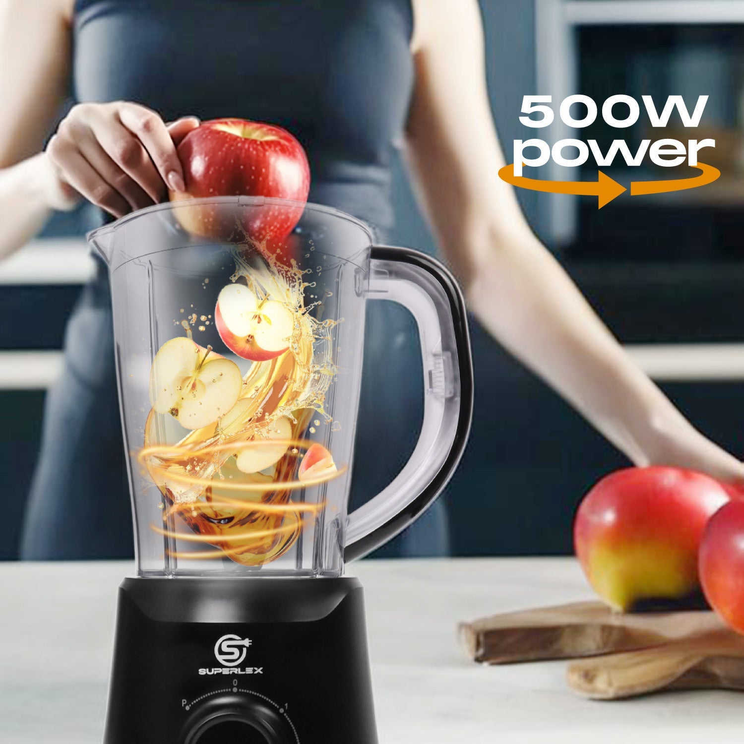 500W Jug Blender with 1.5L Capacity & Stainless Steel Blades