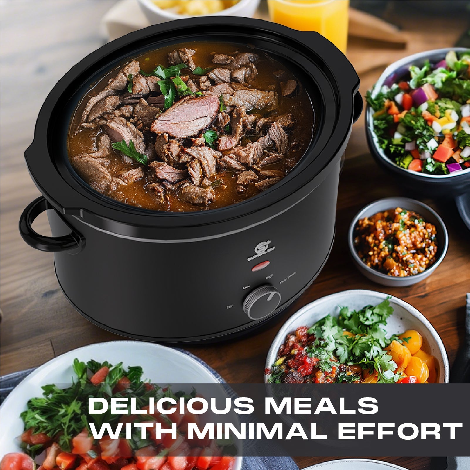 3.5L Oval Slow Cooker with Ceramic Pot – Energy Efficient & Multi-Function