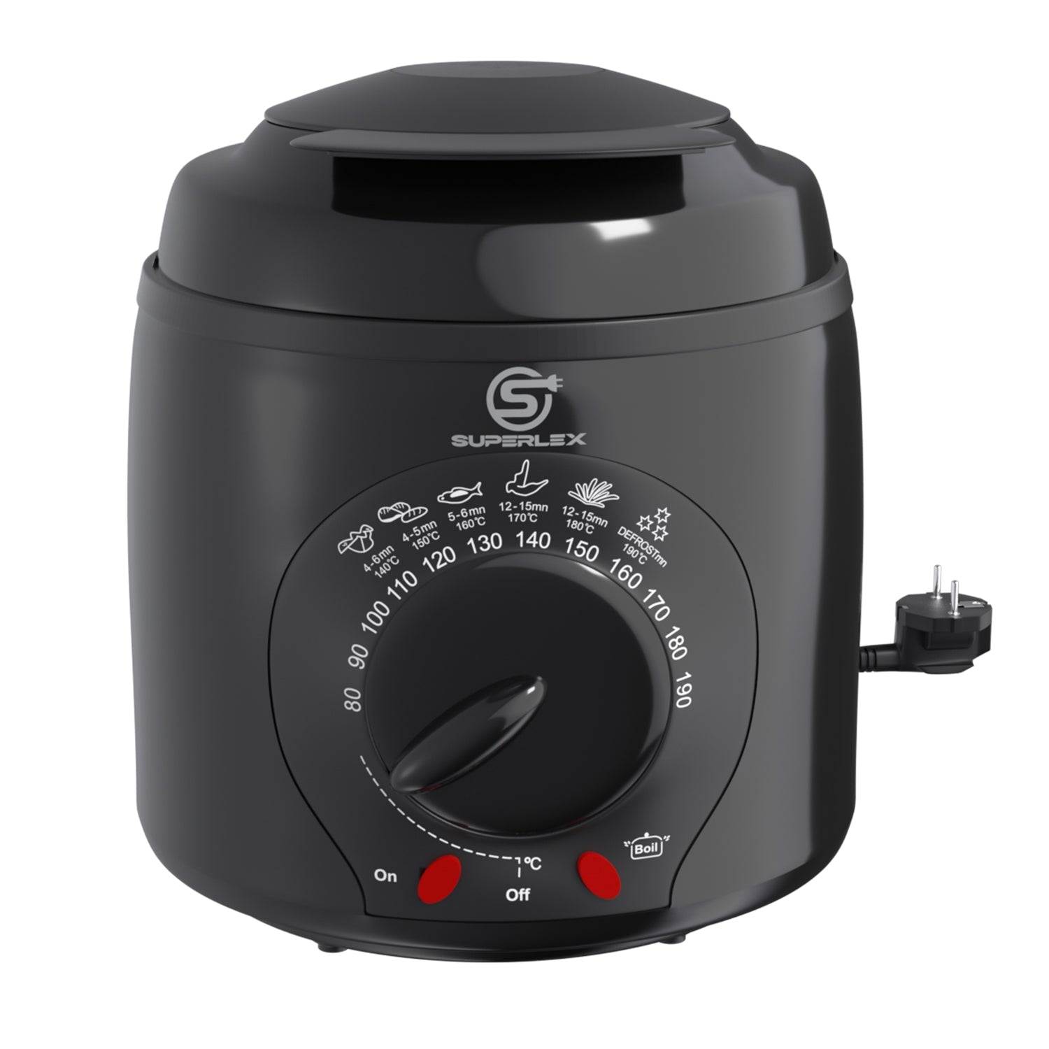 1L Plastic Deep Fat Fryer with 850-950W Power & Adjustable Temperature