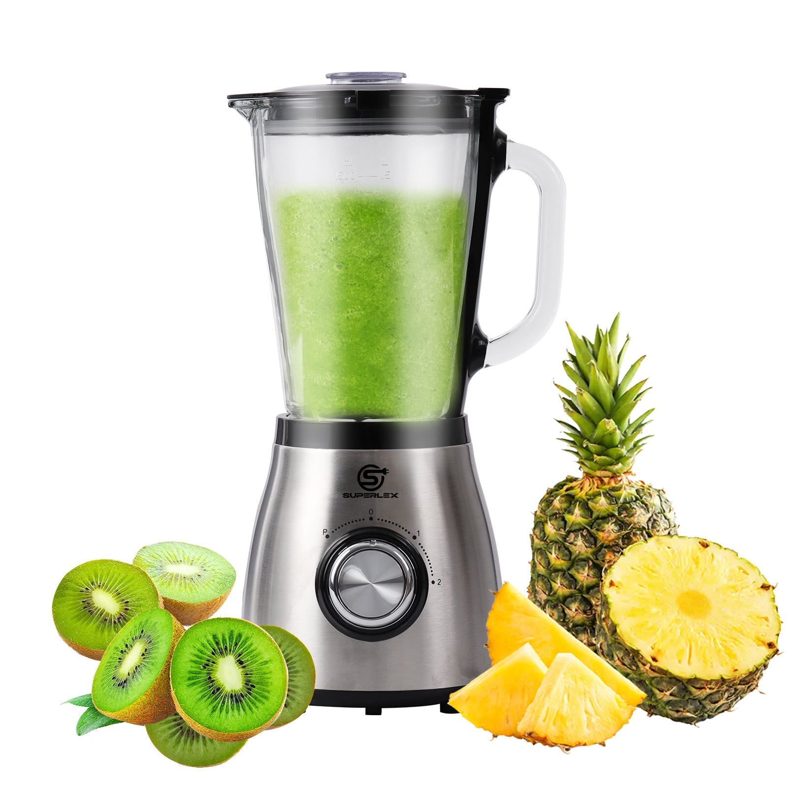 1.5L Glass Jug Blender with 800W Motor & Stainless Steel 4-Blade System