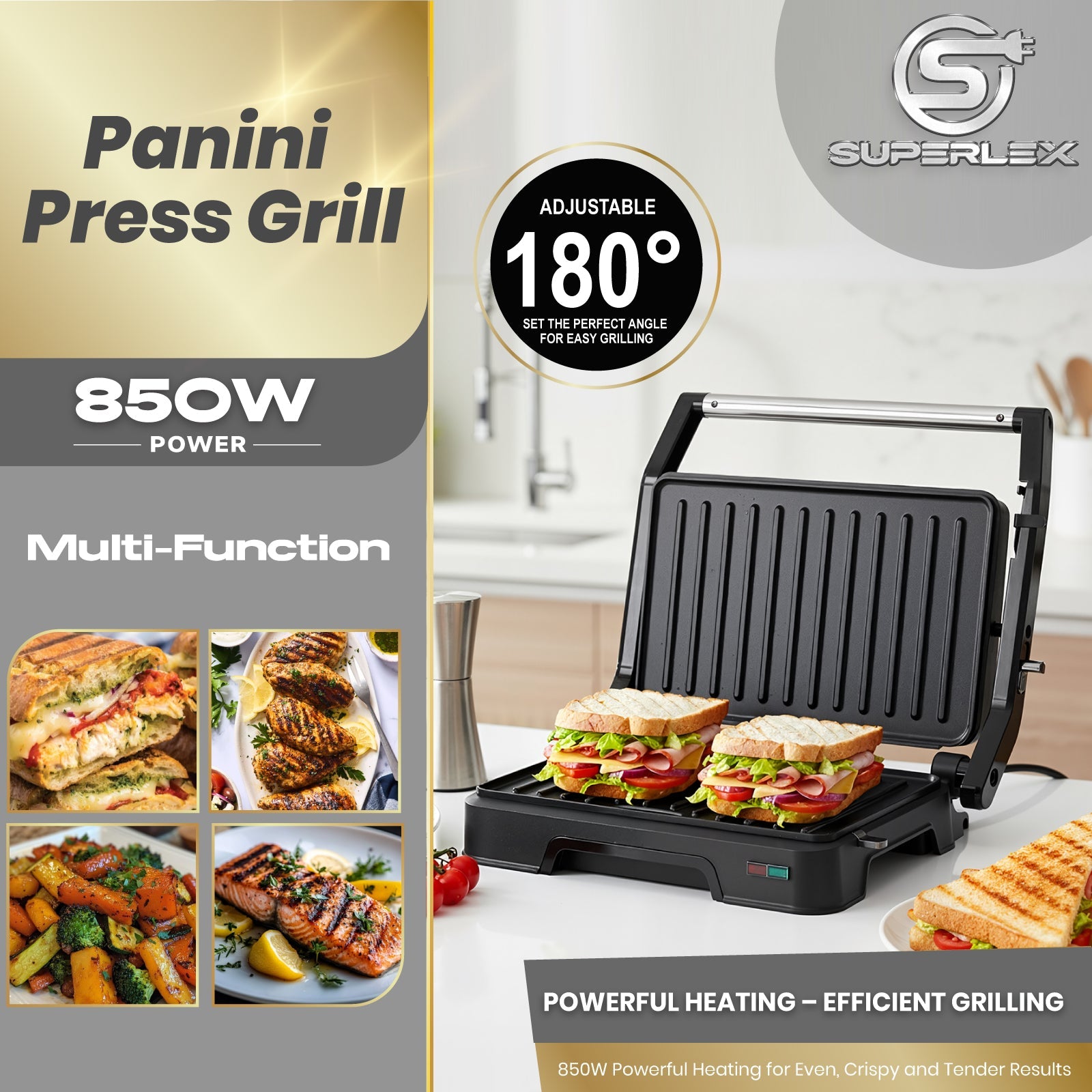 1000W Small Electric Grill – 2-in-1 Panini & Toastie Maker with Non-Stick Plates
