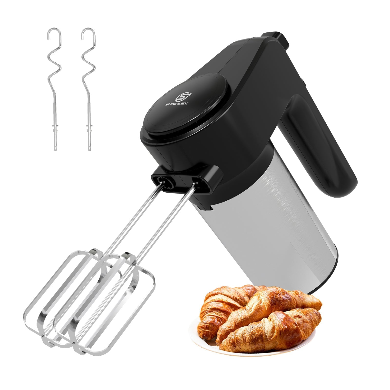 300W Hand Mixer with 5 Speeds, Turbo Mode & Stainless Steel Beaters