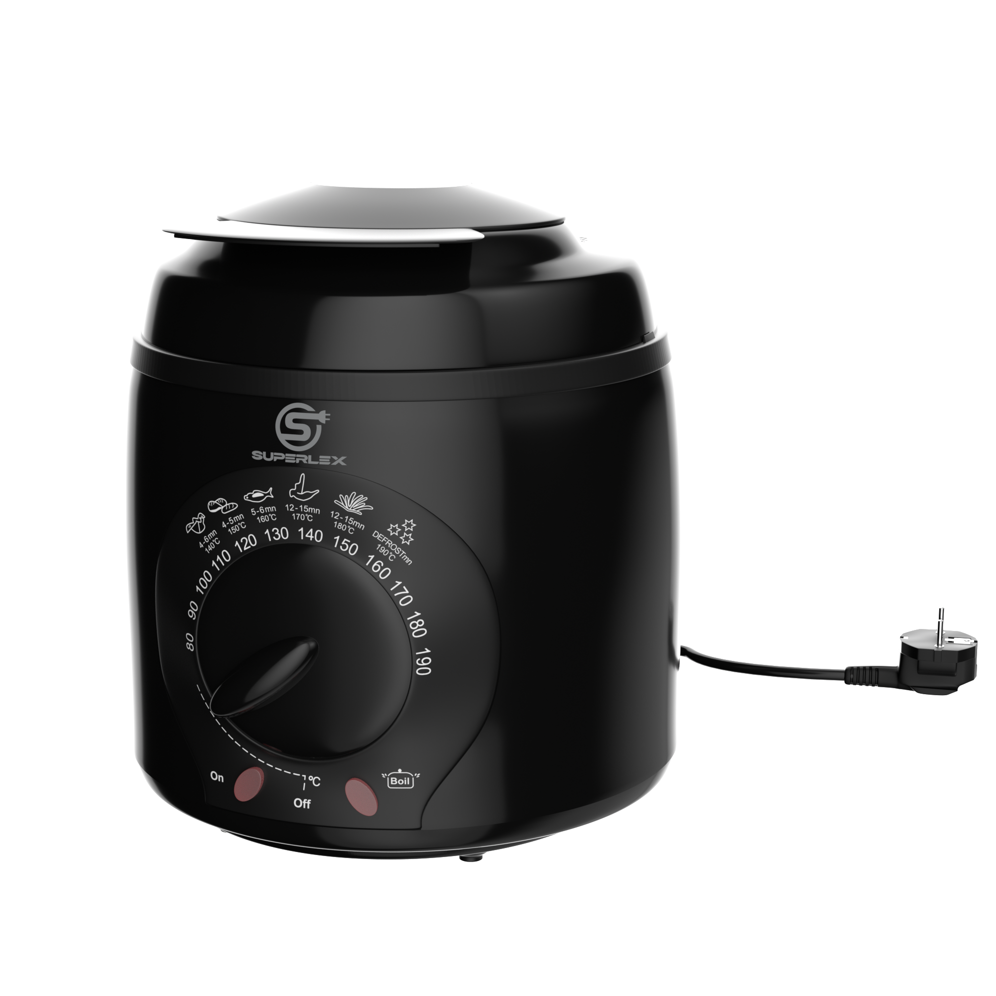 1L Plastic Deep Fat Fryer with 850-950W Power & Adjustable Temperature