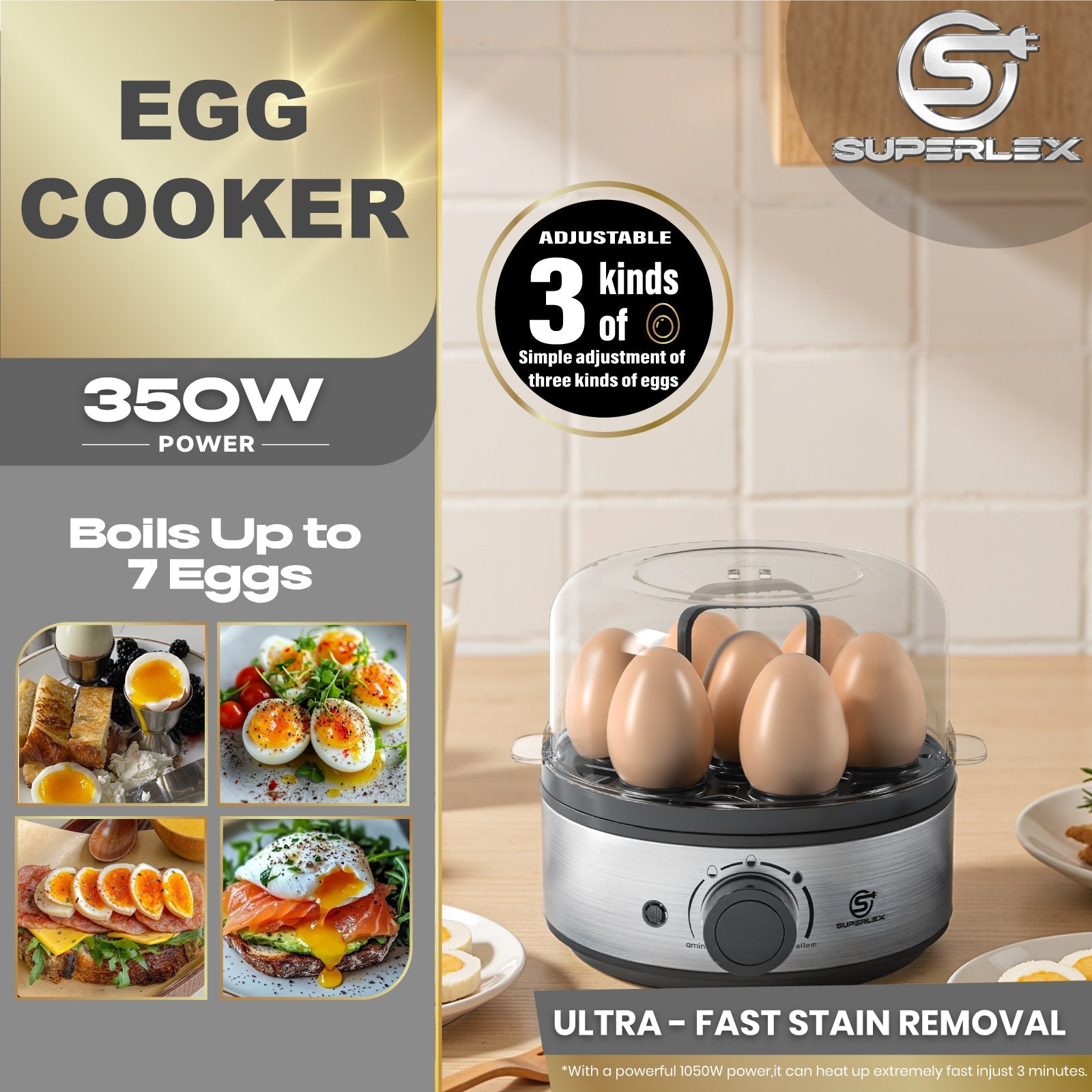 Egg Stainless Steel Cooker with Multi-Level Design & Audible Beep Alert