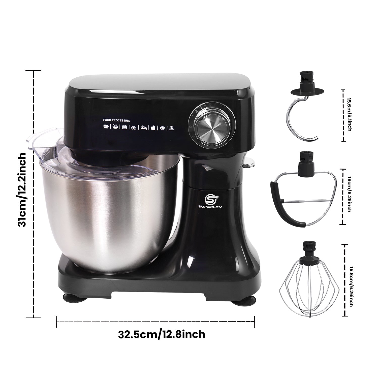 800W Stand Mixer with 4.5L Stainless Steel Bowl & 10-Speed Control