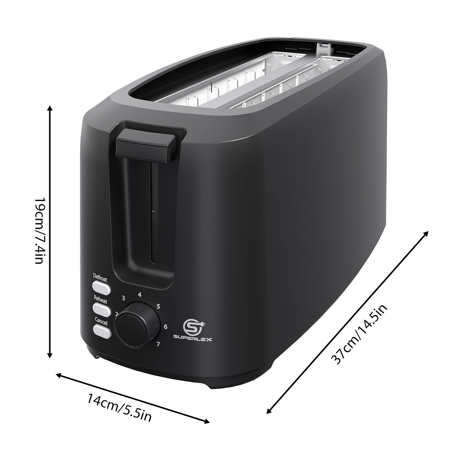 1450W Long Slot 4-Slice Toaster with Adjustable Browning & Auto Pop-Up