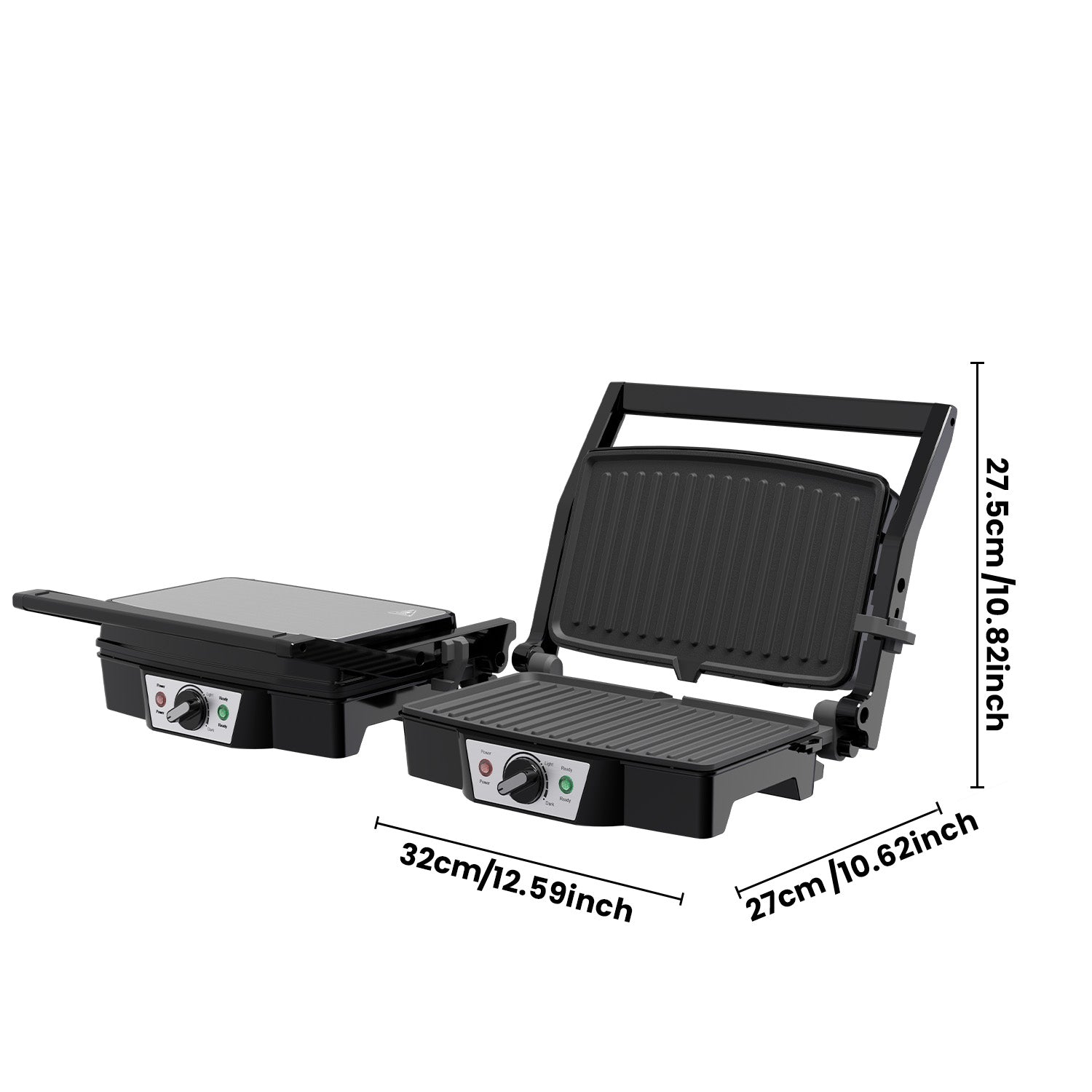 Stainless Steel Electric Medium Grill 1500-1800W with Even Heating Plate