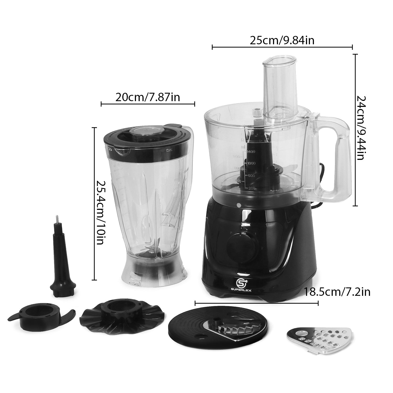 800W Compact Food Processor with Multi-Function Slicing & Blending