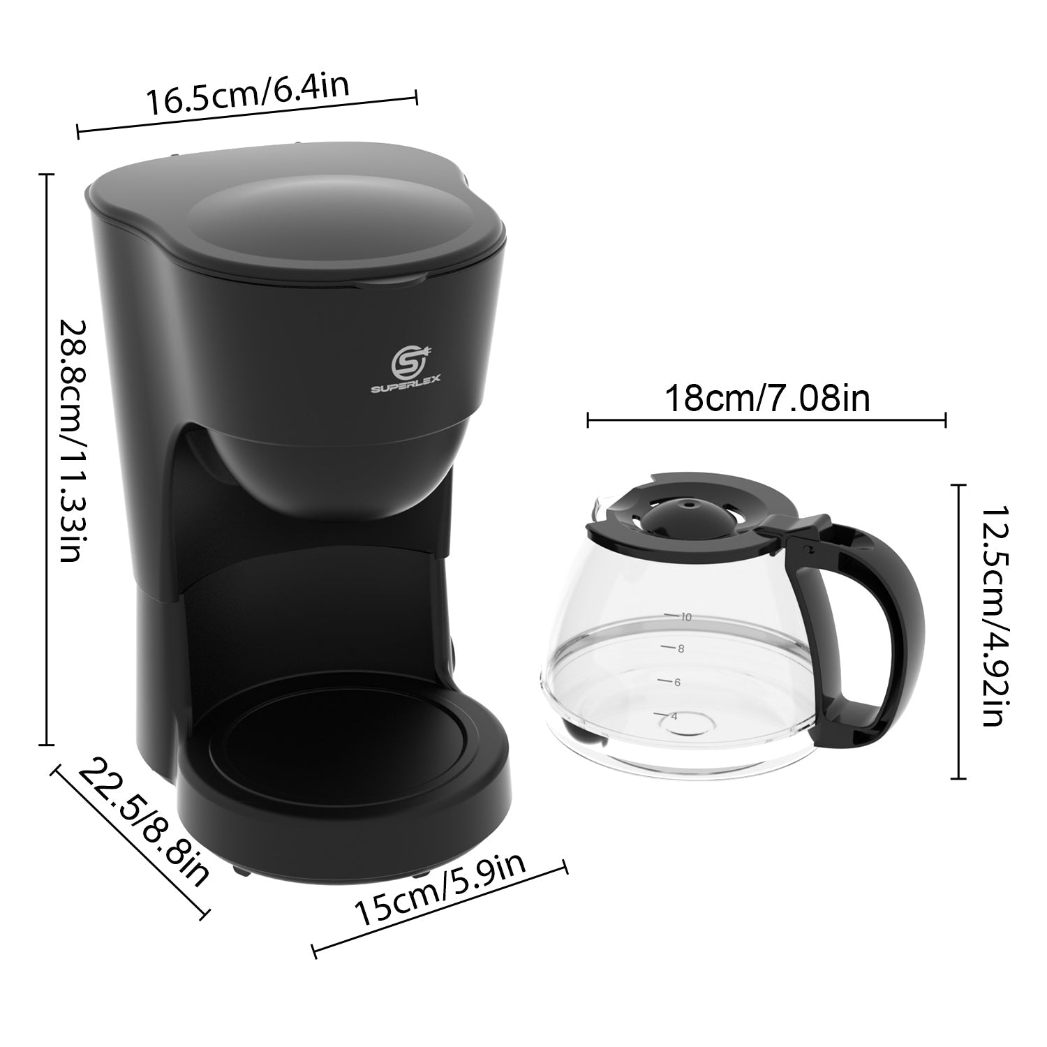 600W Drip Coffee Maker with 1.25L Glass Carafe & Anti-Drip Function