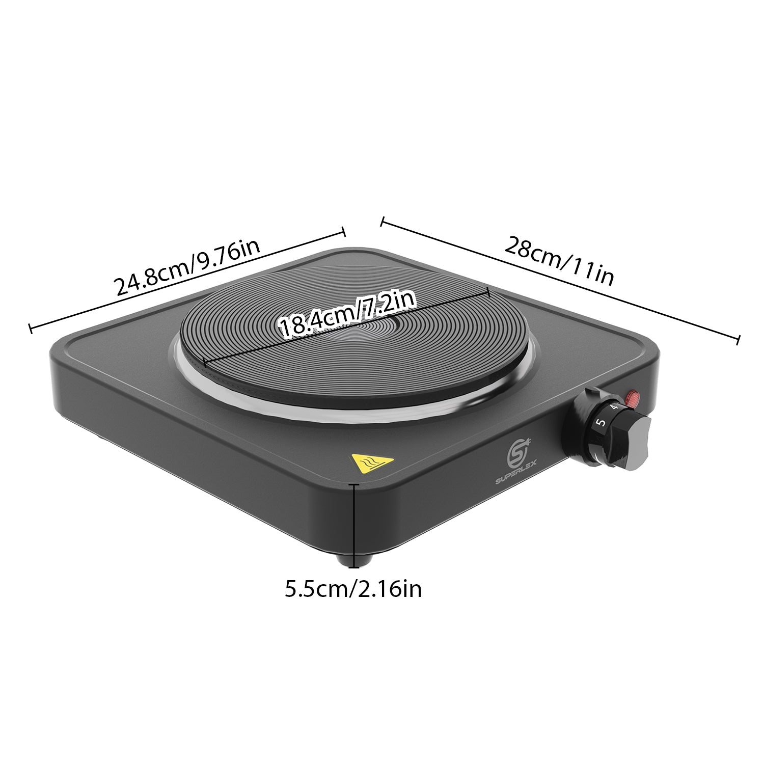 Single Hot Plate 1500W with Adjustable Thermostat & Compact Portable Design