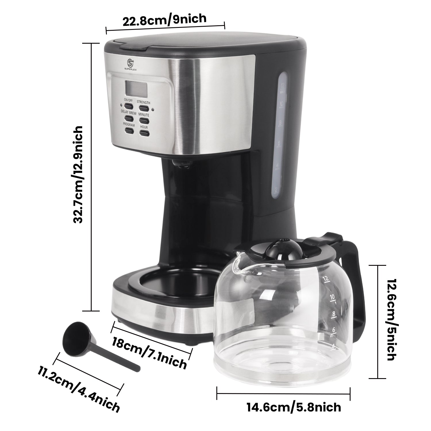 1.5L Drip Coffee Maker 900W with Programmable Timer & LCD Display