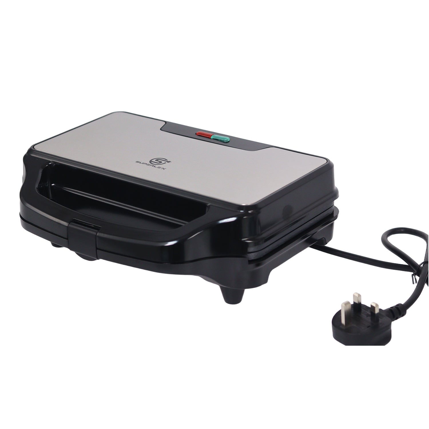 Stainless Steel XL Sandwich Maker 900W with Non-Stick Plates & Cool-Touch Handle