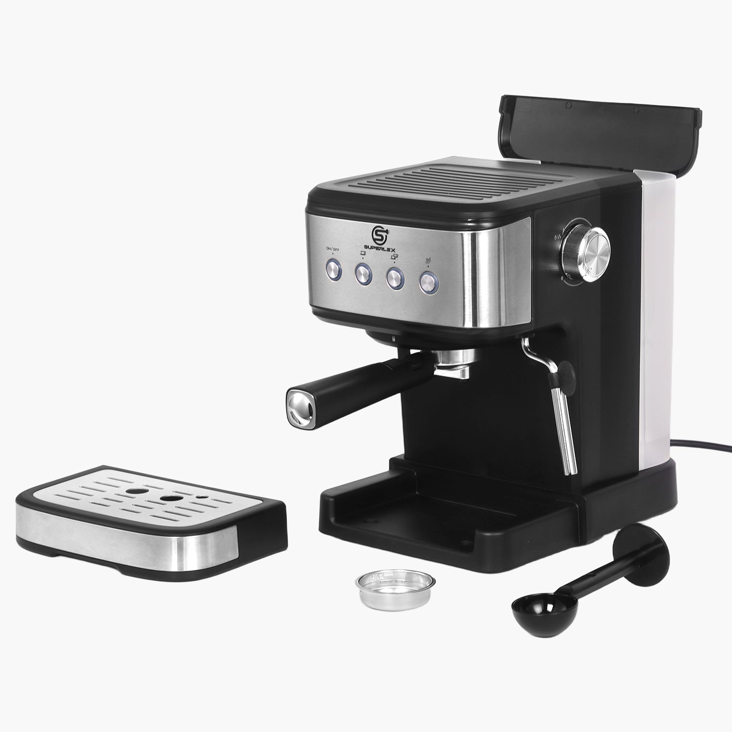 15 Bar Espresso Coffee Maker 1.5L with High-Pressure Frother & Dual Filters