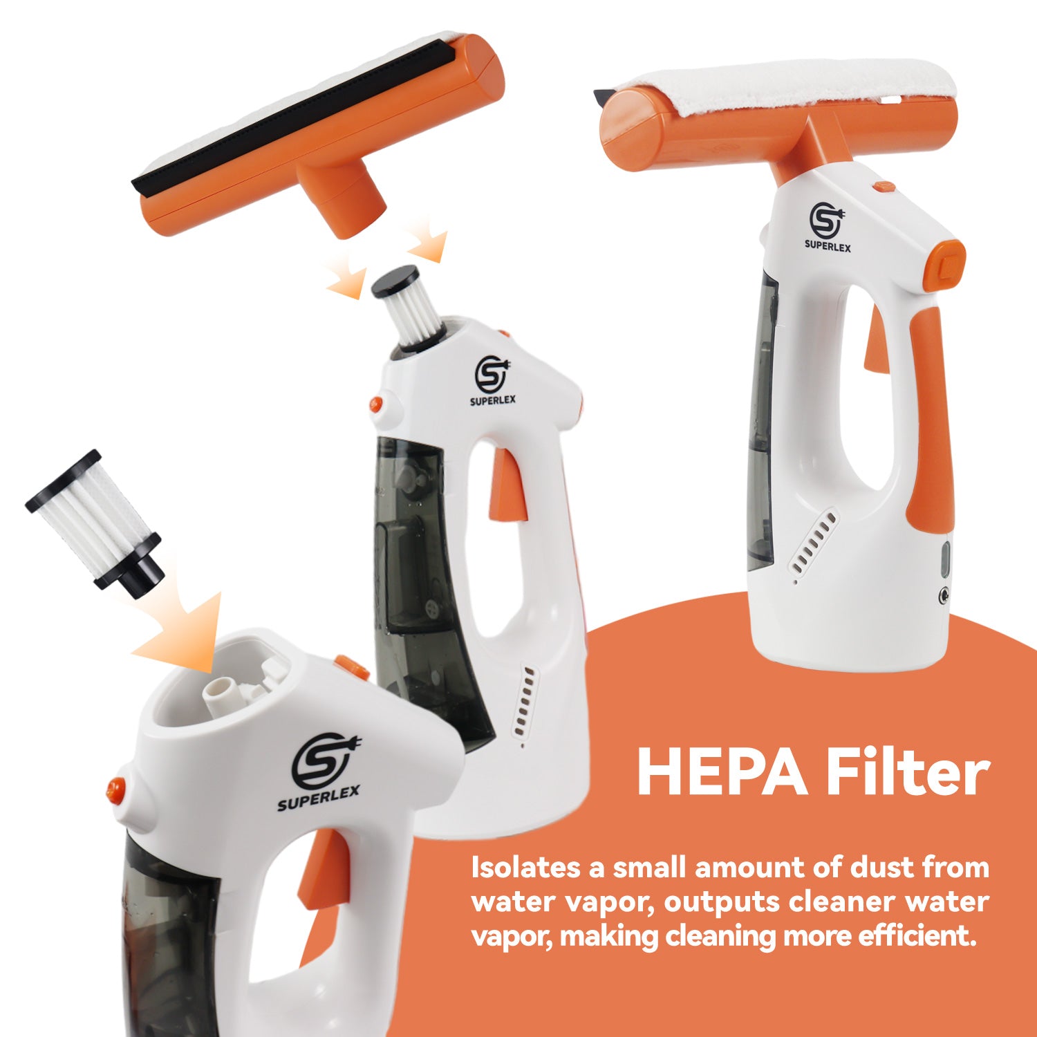 Cordless 3-in-1 Window Vac with Steam Cleaning and HEPA Filter