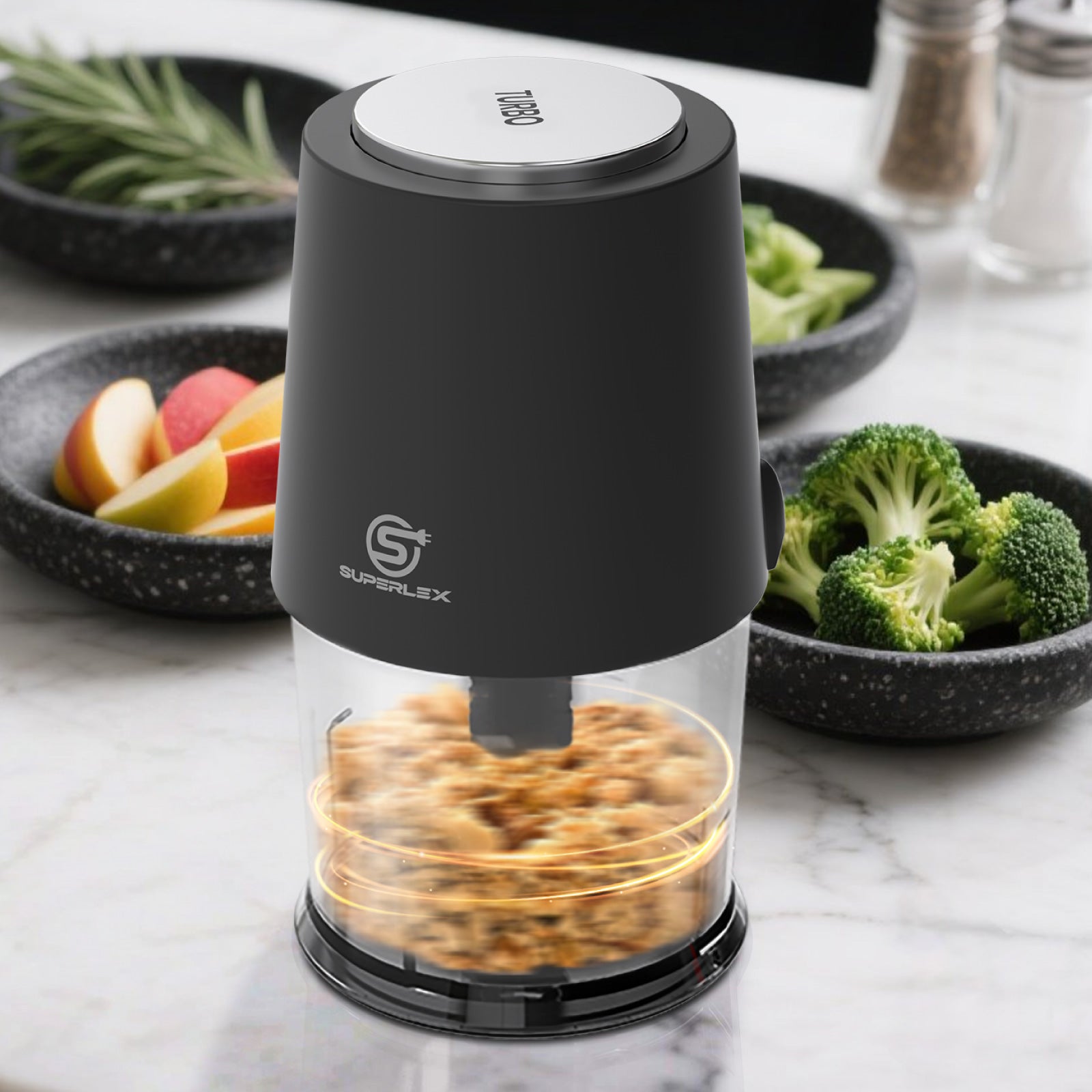 260W Mini Chopper with 500ml Jar & Dual Speed Turbo Function