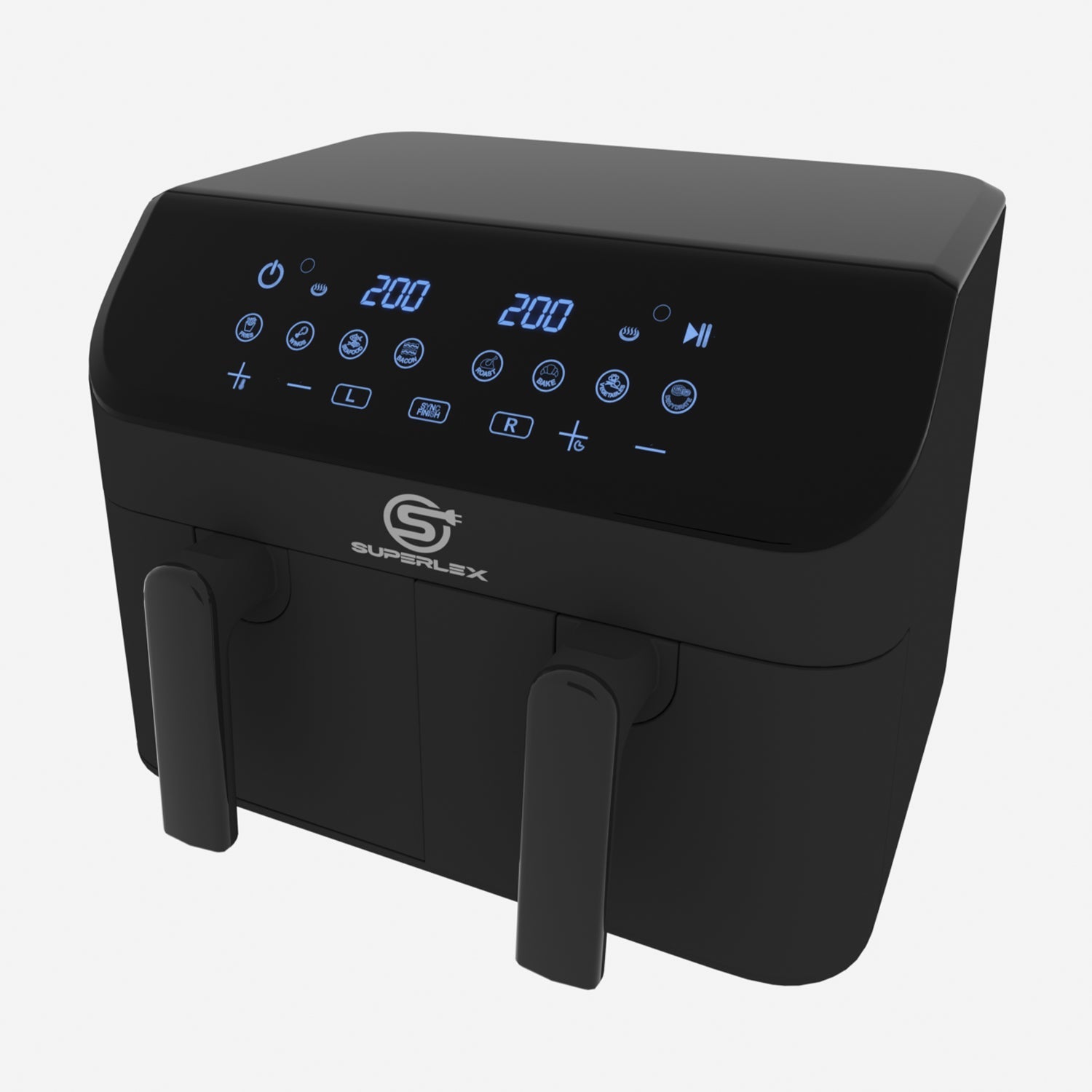 9L Double Air Fryer with Dual Pots, Adjustable Temperature & 30-Min Timer