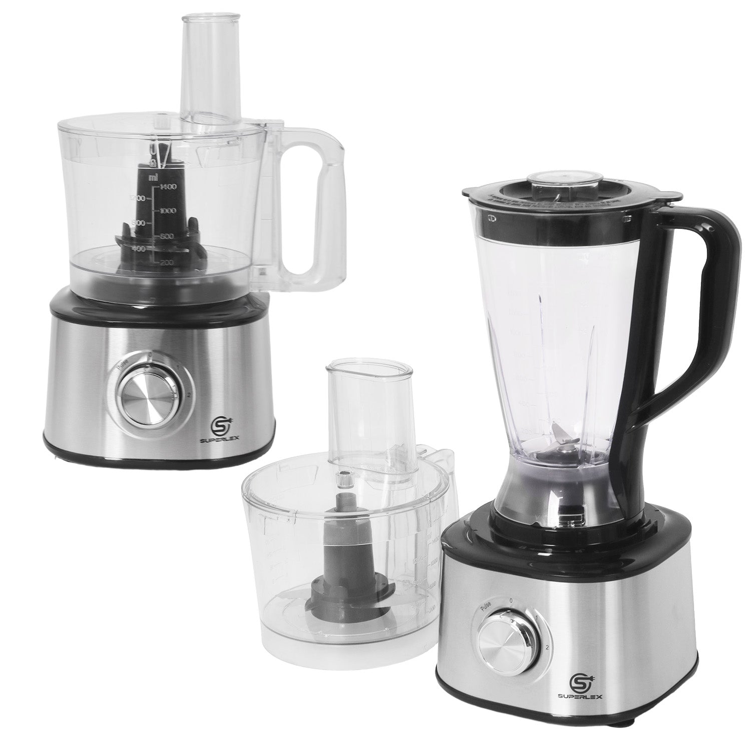 Compact Stainless Steel Food Processor with 1.75L Jar & Multi-Function Blades