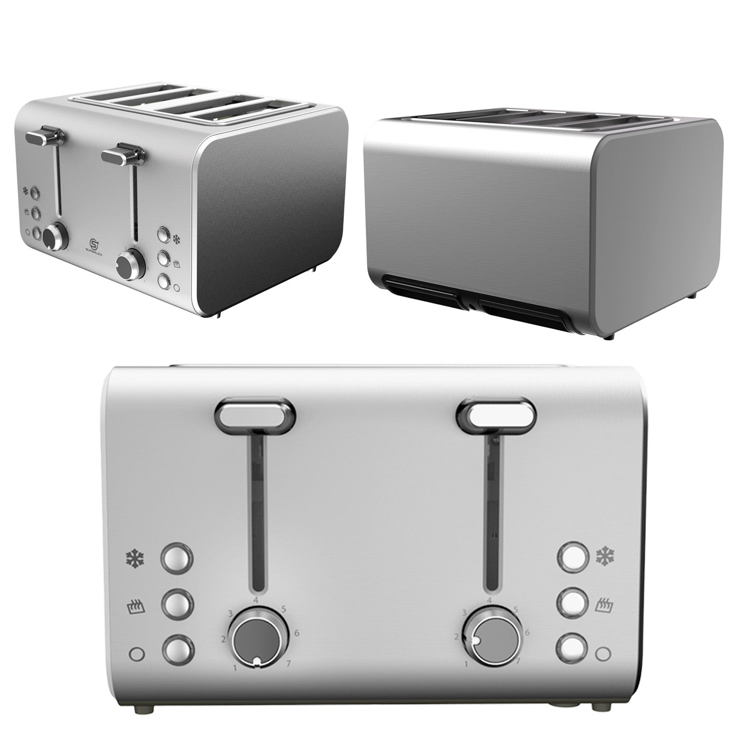 4-Slice Stainless Steel Toaster 1400-1600W with Digital Display & Multi-Function Settings