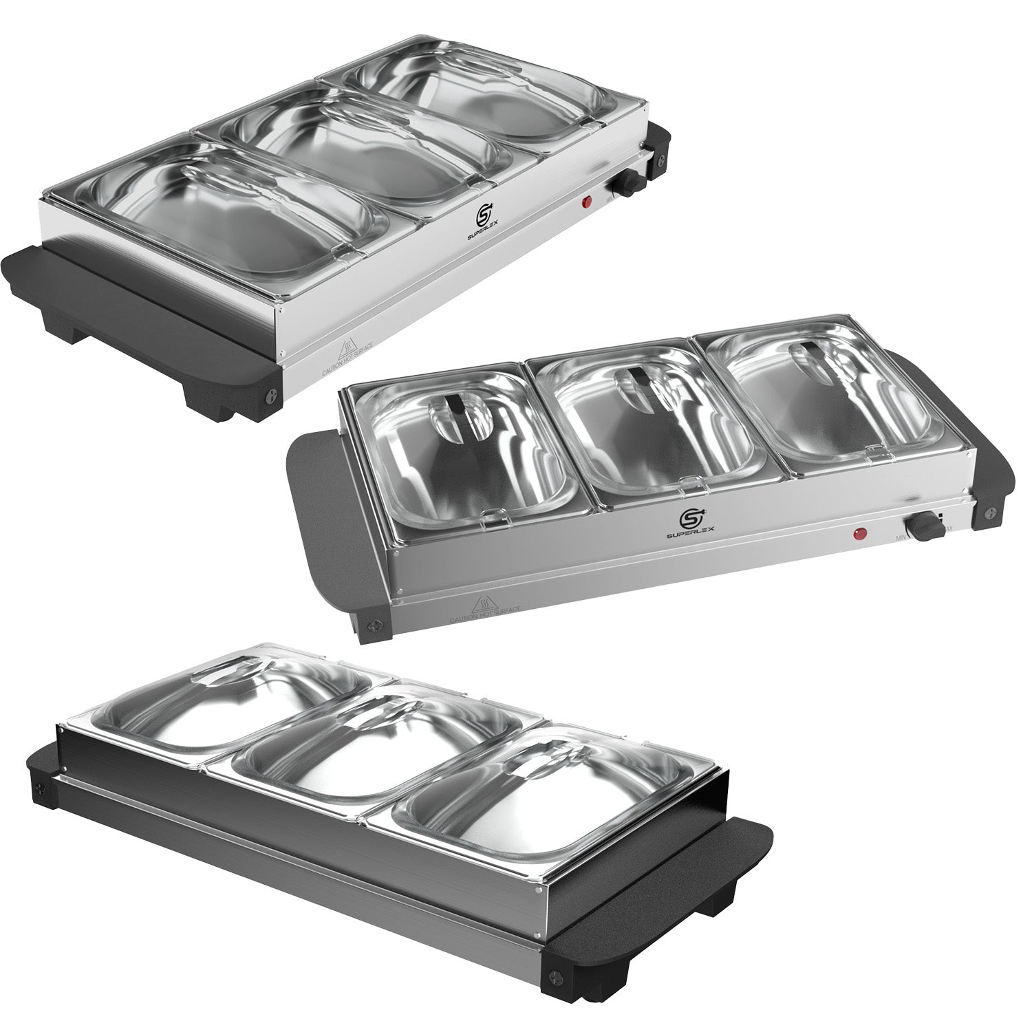 1.5L*3 Stainless Steel Buffet Server with Adjustable Heating & Durable Warming Trays