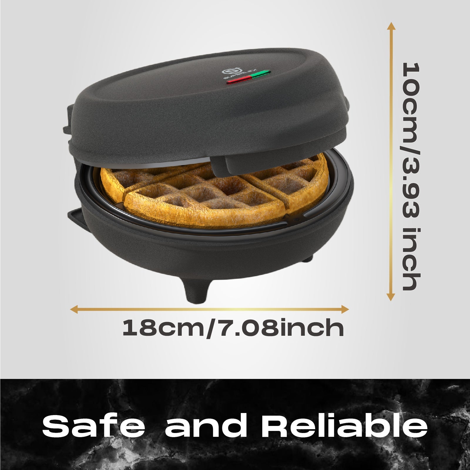 750W Belgium Waffle Maker – 4-Waffle Capacity with Auto Temperature Control