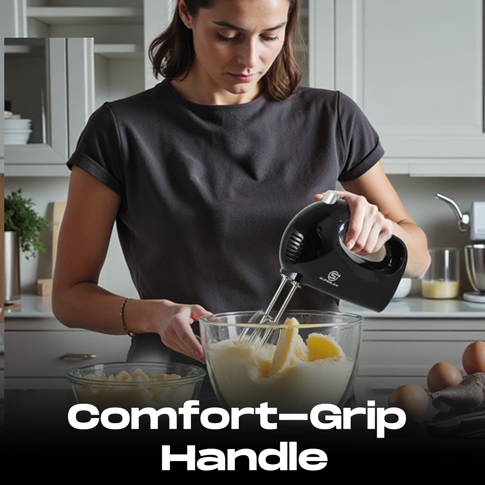 250W Hand Mixer with 5 Speeds, Whisk & Dough Hook Attachments