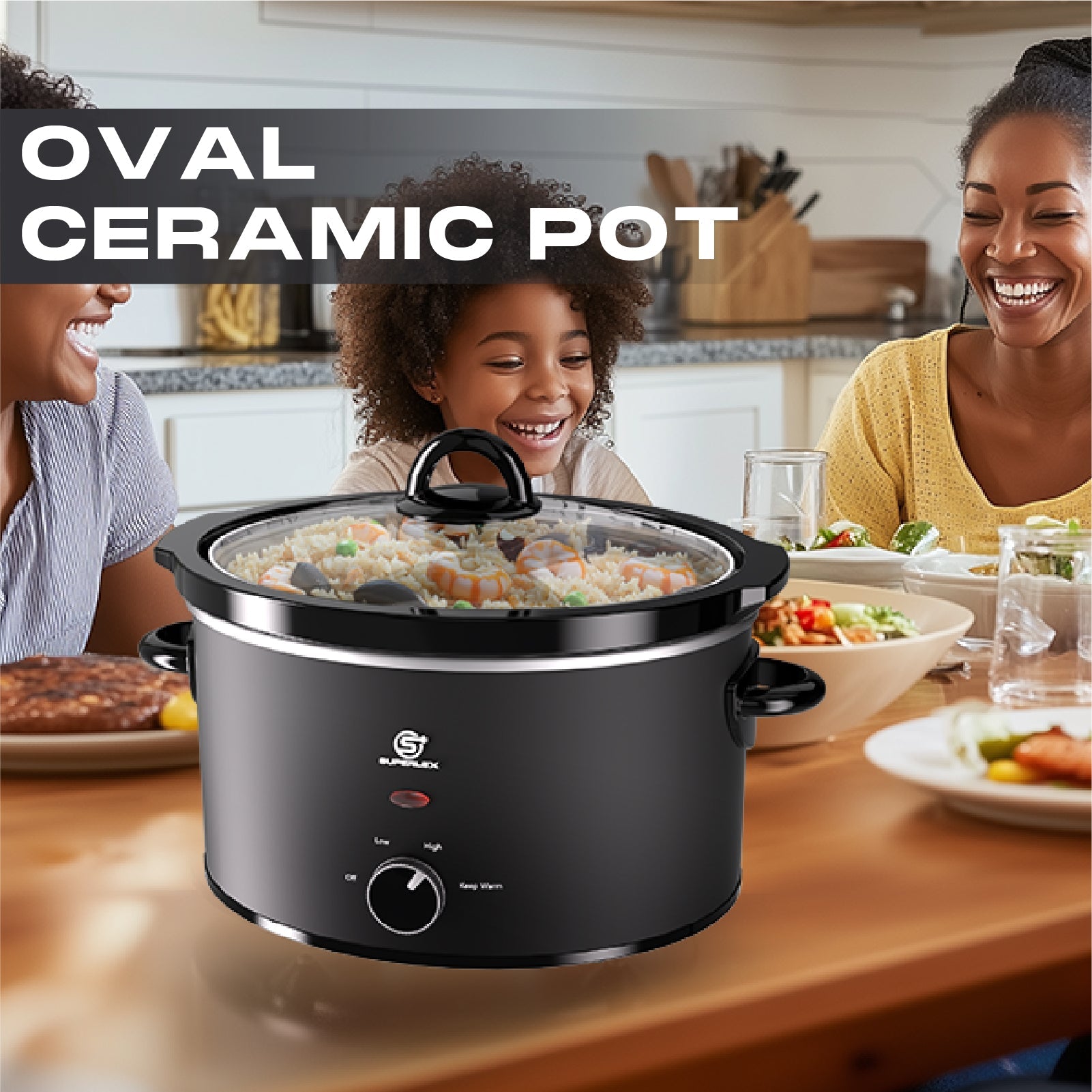 3.5L Oval Slow Cooker with Ceramic Pot – Energy Efficient & Multi-Function
