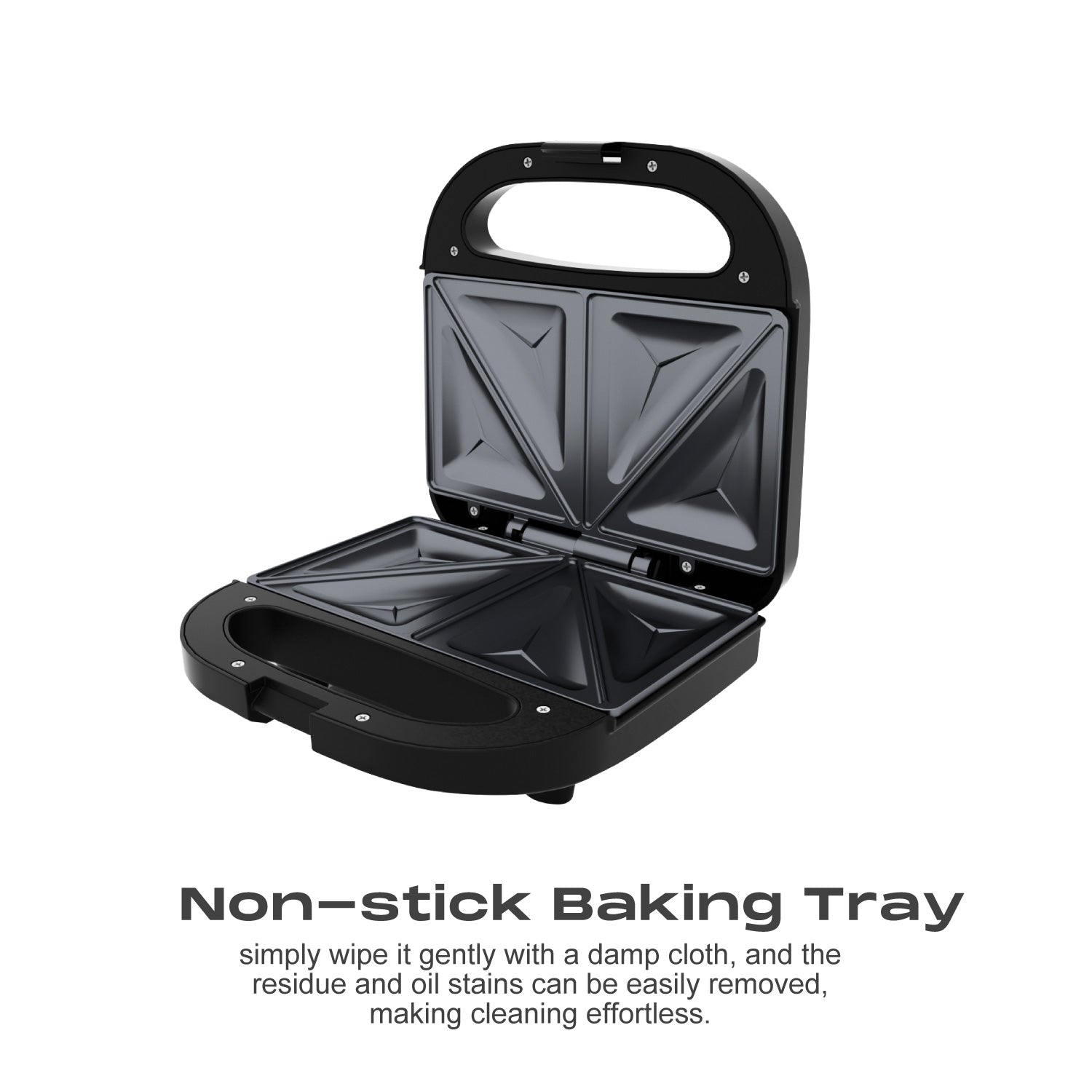 Stainless Steel Sandwich Maker 750W with Dual-Slice Non-Stick Plates