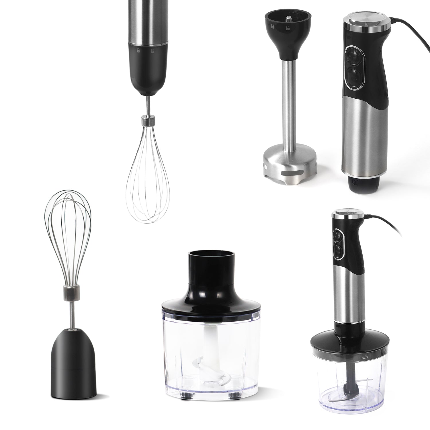 3-in-1 Hand Blender with 350W Motor & 304 Stainless Steel Blades