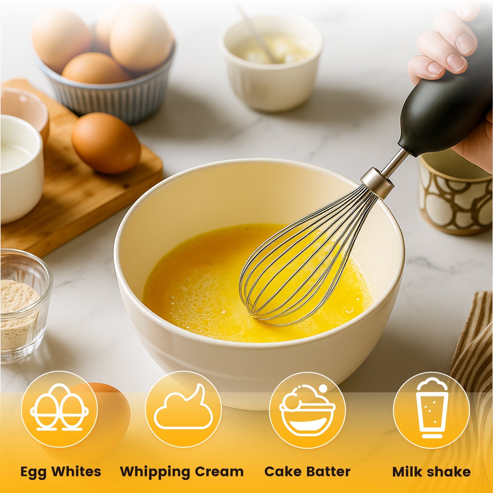 350W 3-in-1 Hand Blender with Chopper & Whisk Attachments