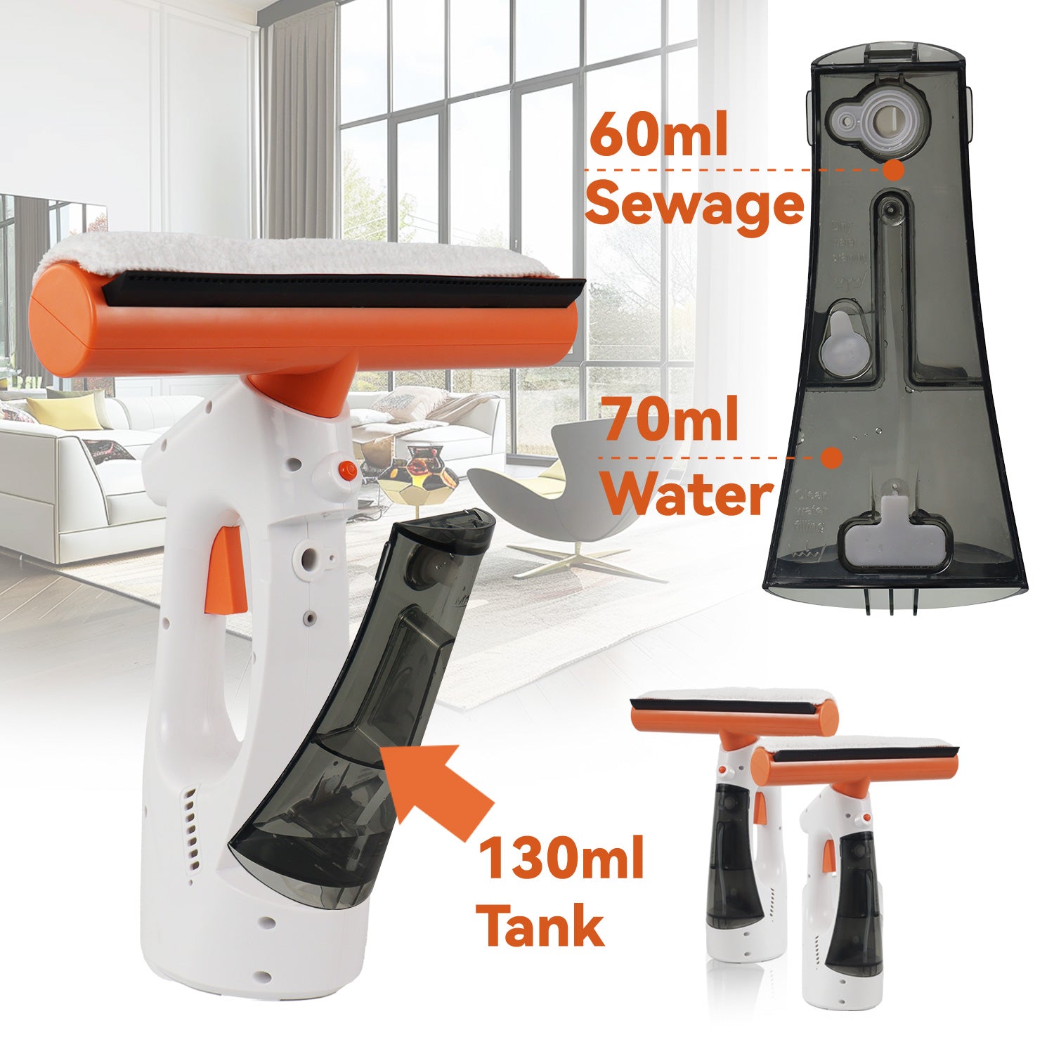 Cordless 3-in-1 Window Vac with Steam Cleaning and HEPA Filter