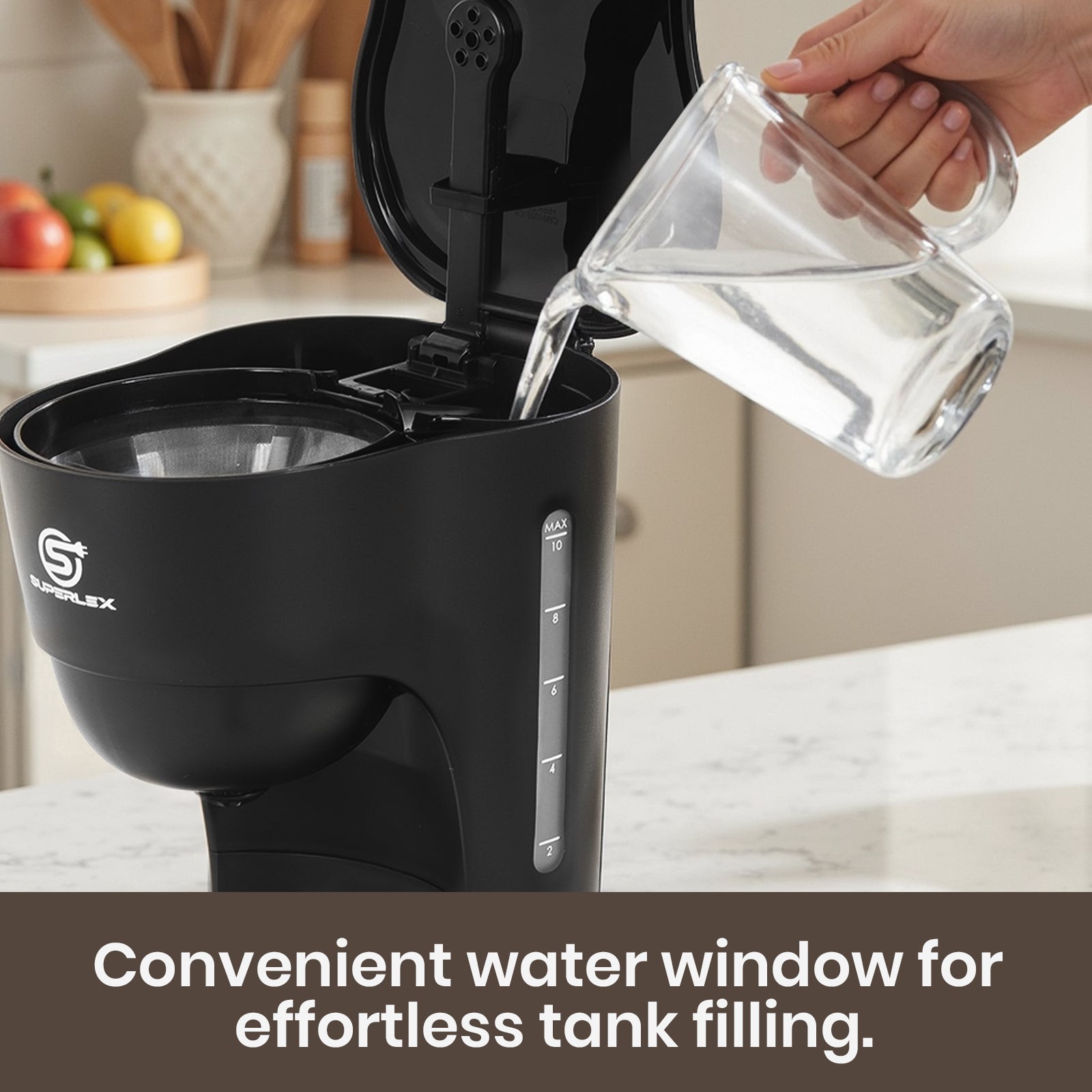 600W Drip Coffee Maker with 1.25L Glass Carafe & Anti-Drip Function