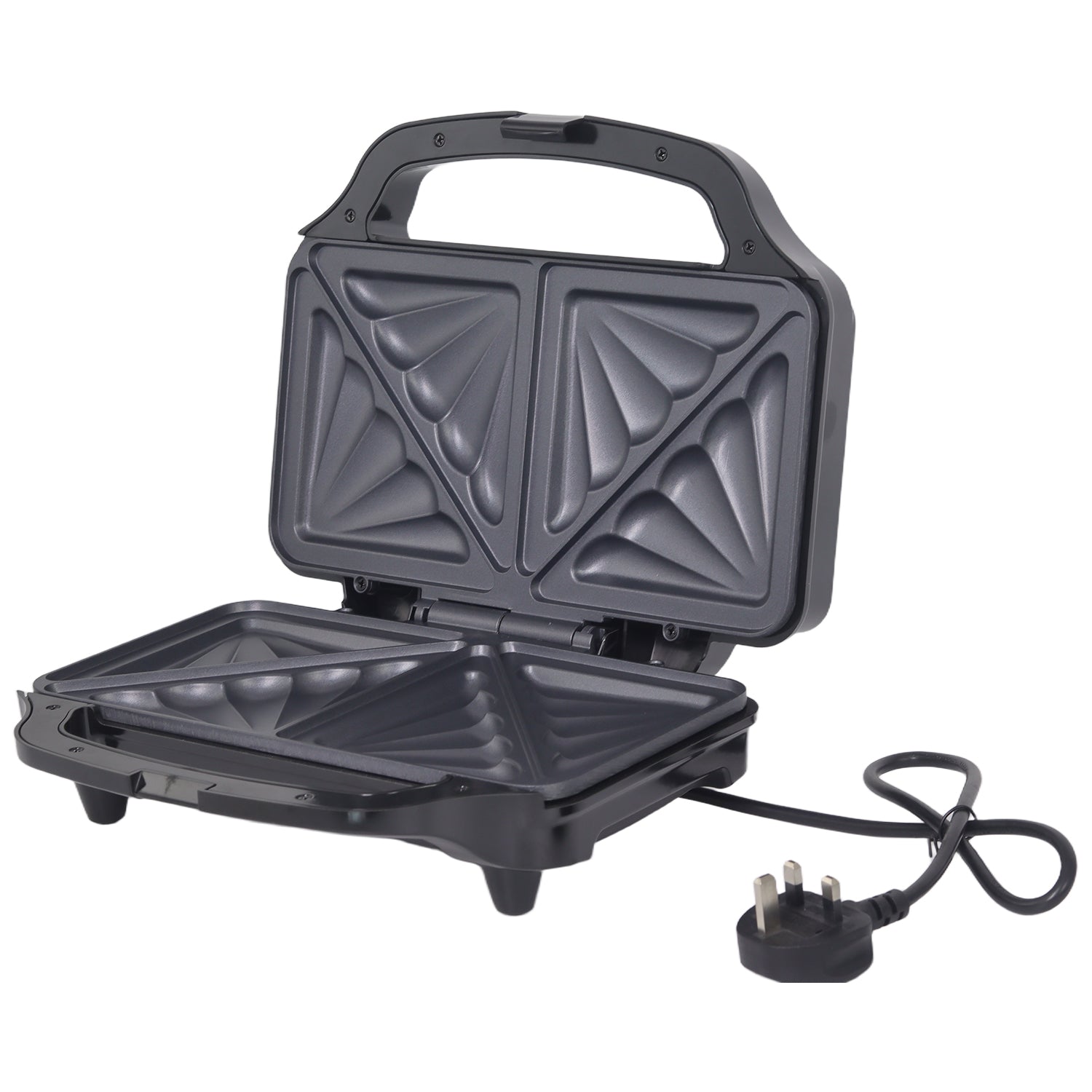 Stainless Steel XL Sandwich Maker 900W with Non-Stick Plates & Cool-Touch Handle