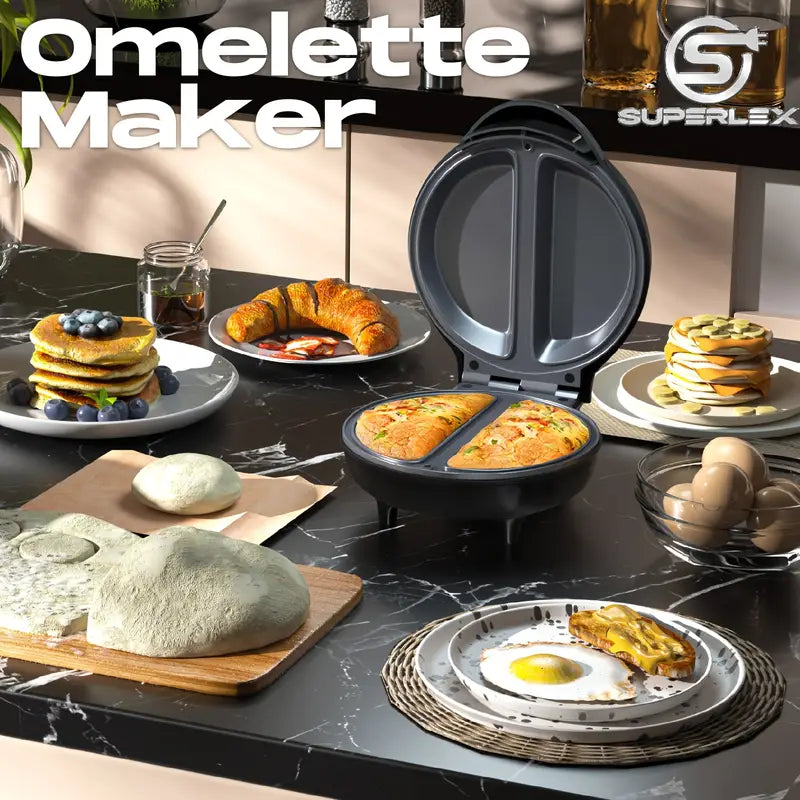 750W Omelette Maker with Non-Stick Surface & Auto Temperature Control