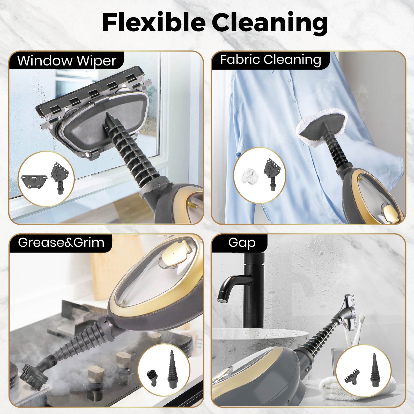 1500W Steam Mop – Fast-Heating Multi-Surface Cleaner with 330ml Tank & Accessories