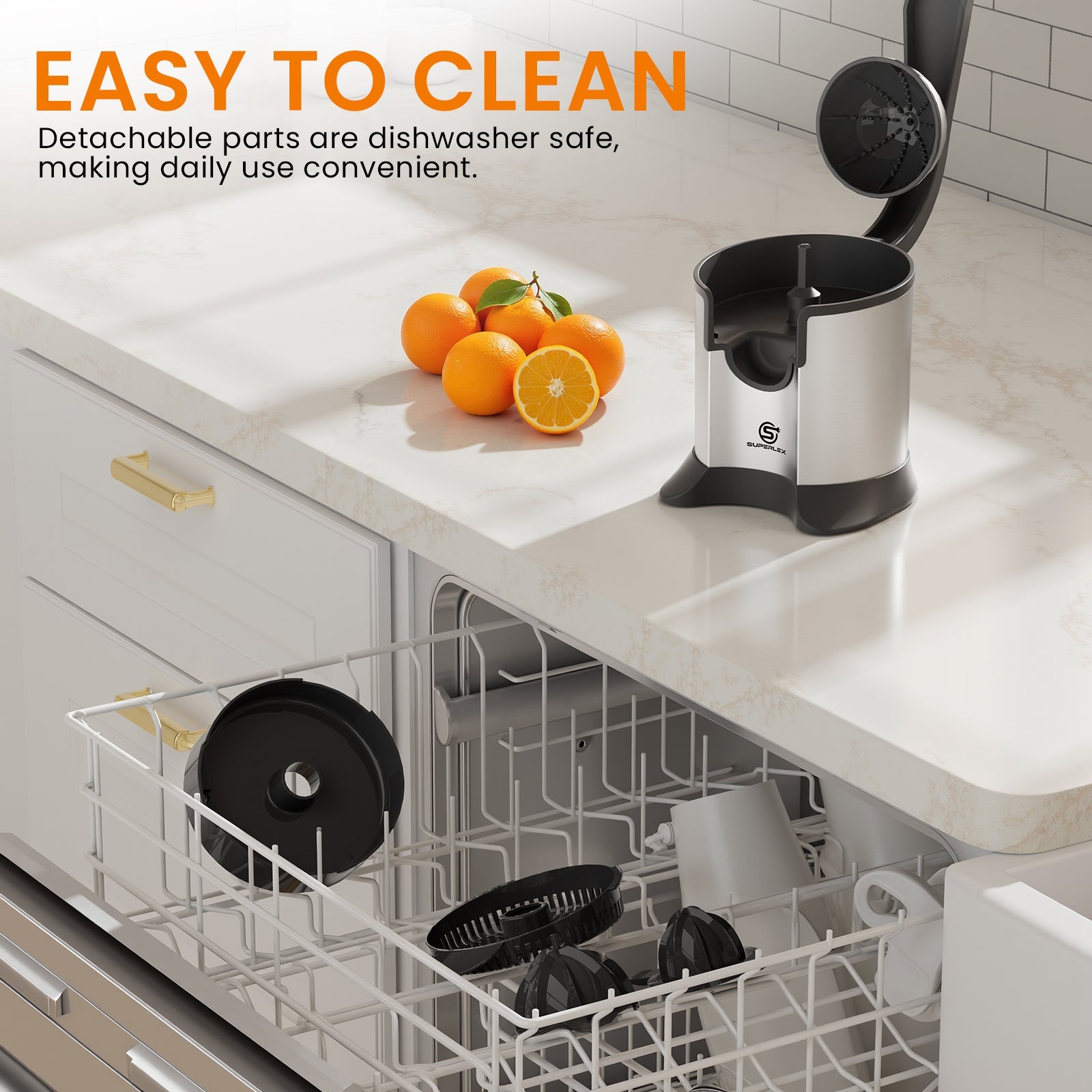 Compact Stainless Steel Citrus Juicer – Efficient & Easy-to-Clean