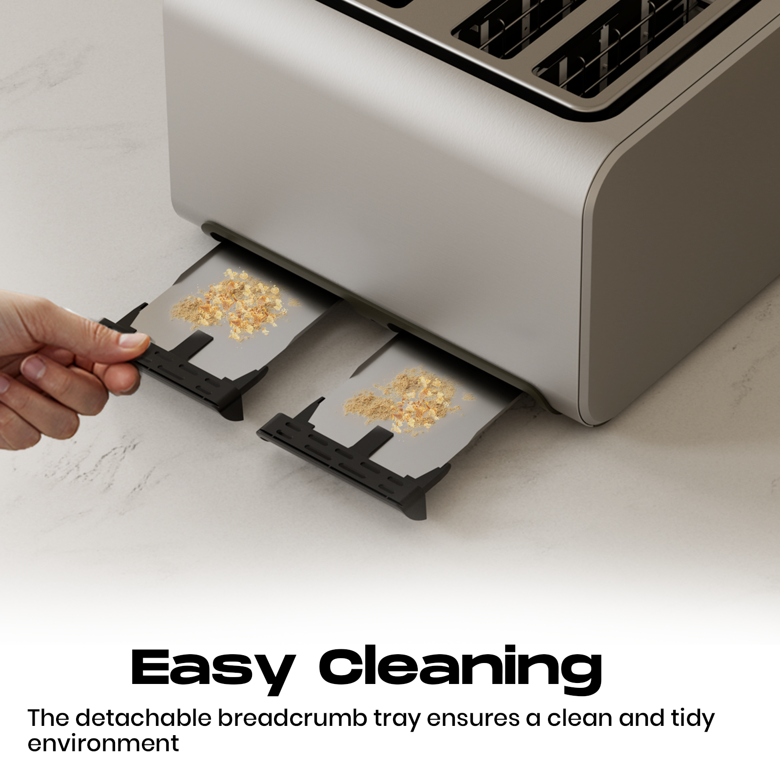 4-Slice Stainless Steel Toaster 1400-1600W with Digital Display & Multi-Function Settings