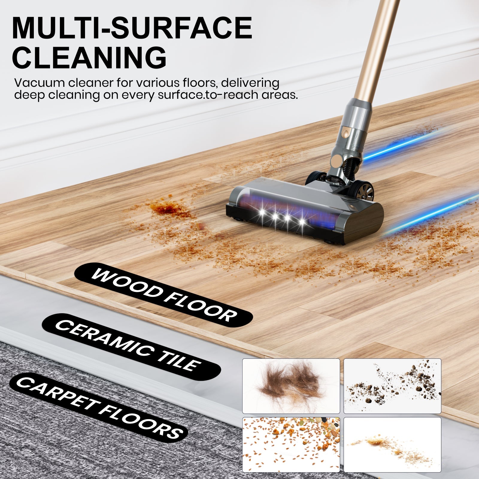 2-in-1 Cordless Vacuum Cleaner – 150W Powerful Suction with 700ml Dust Tank & Adjustable Runtime