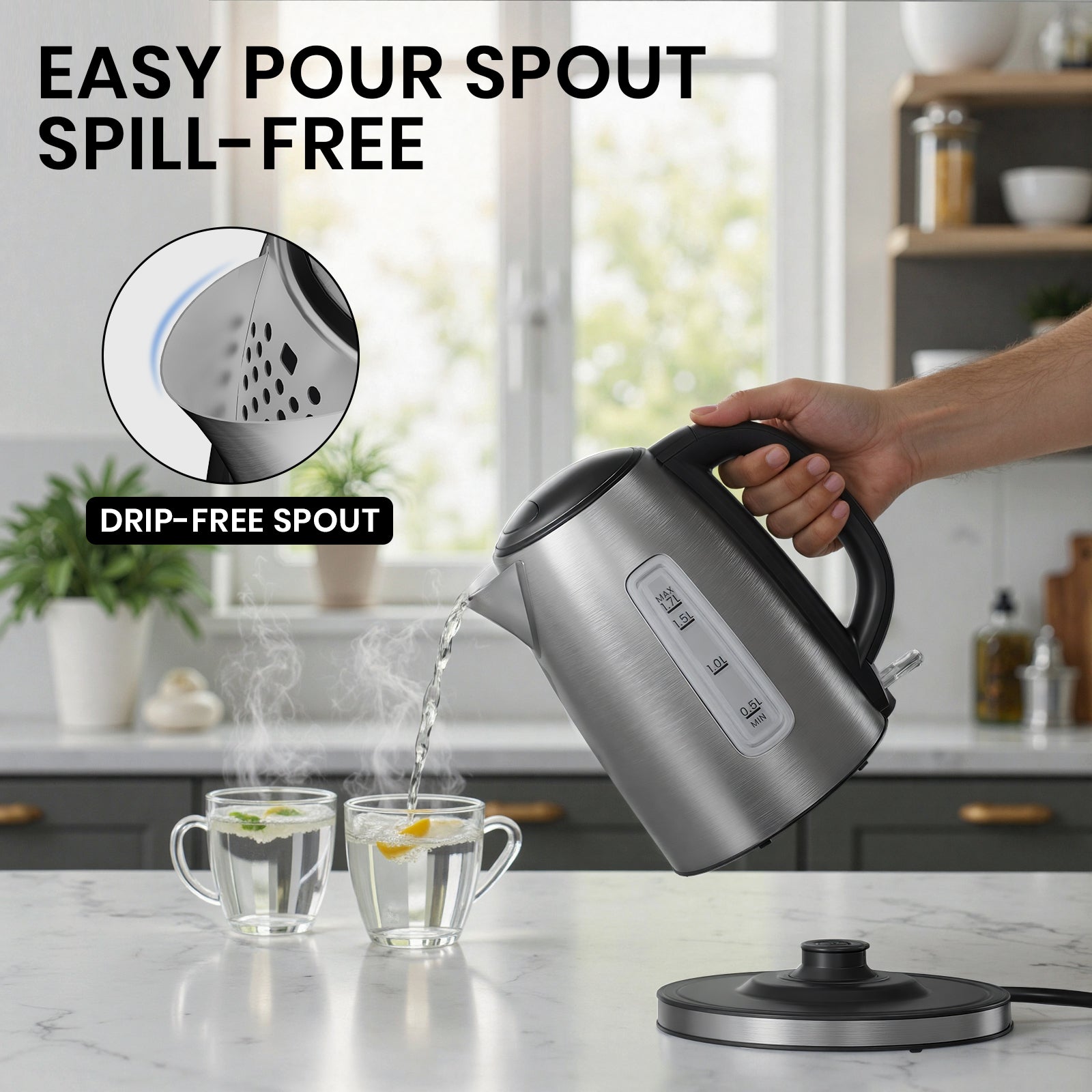 1.7L Electric Kettle with 1850-2200W Fast Boil & Strix Temperature Control
