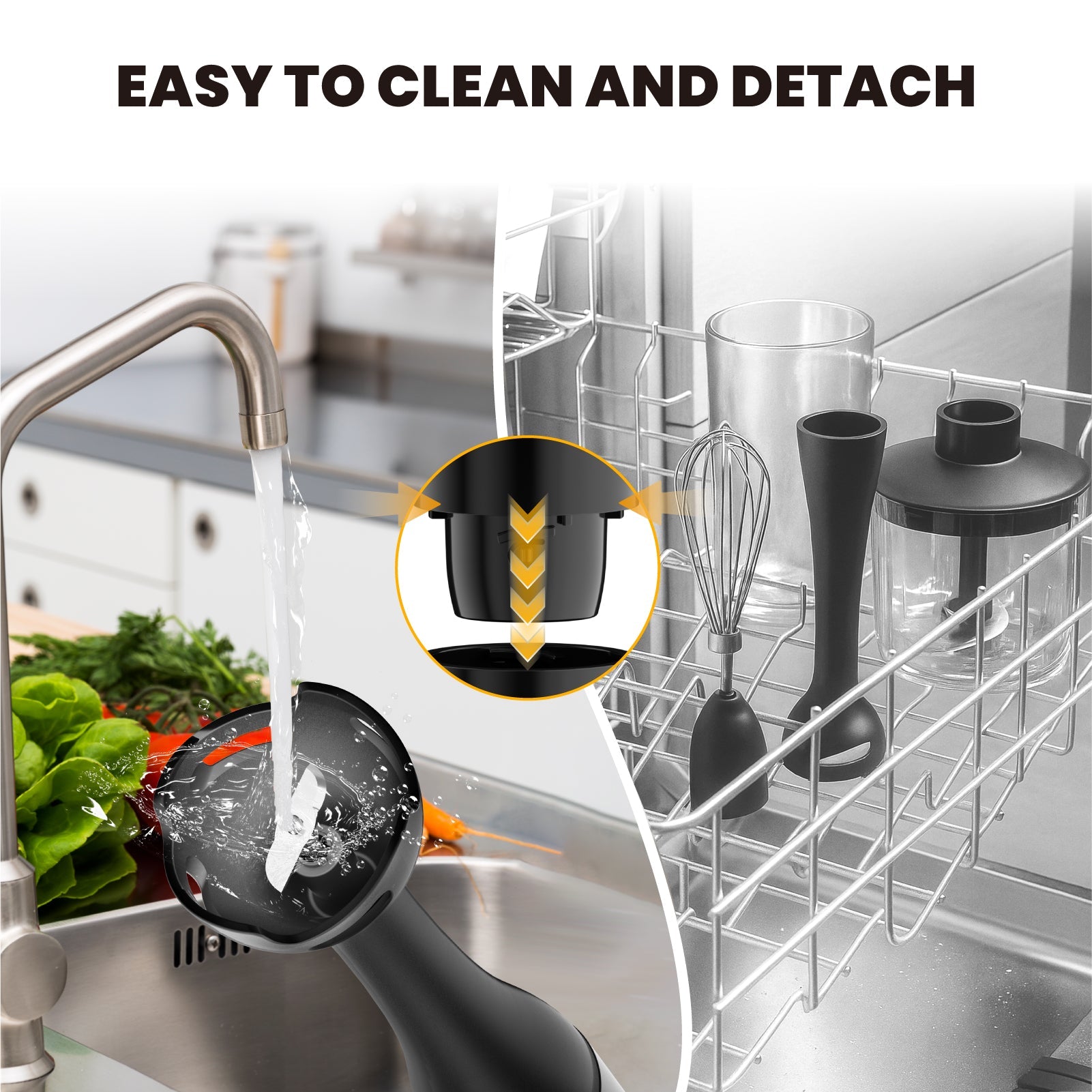 350W 3-in-1 Hand Blender with Chopper & Whisk Attachments