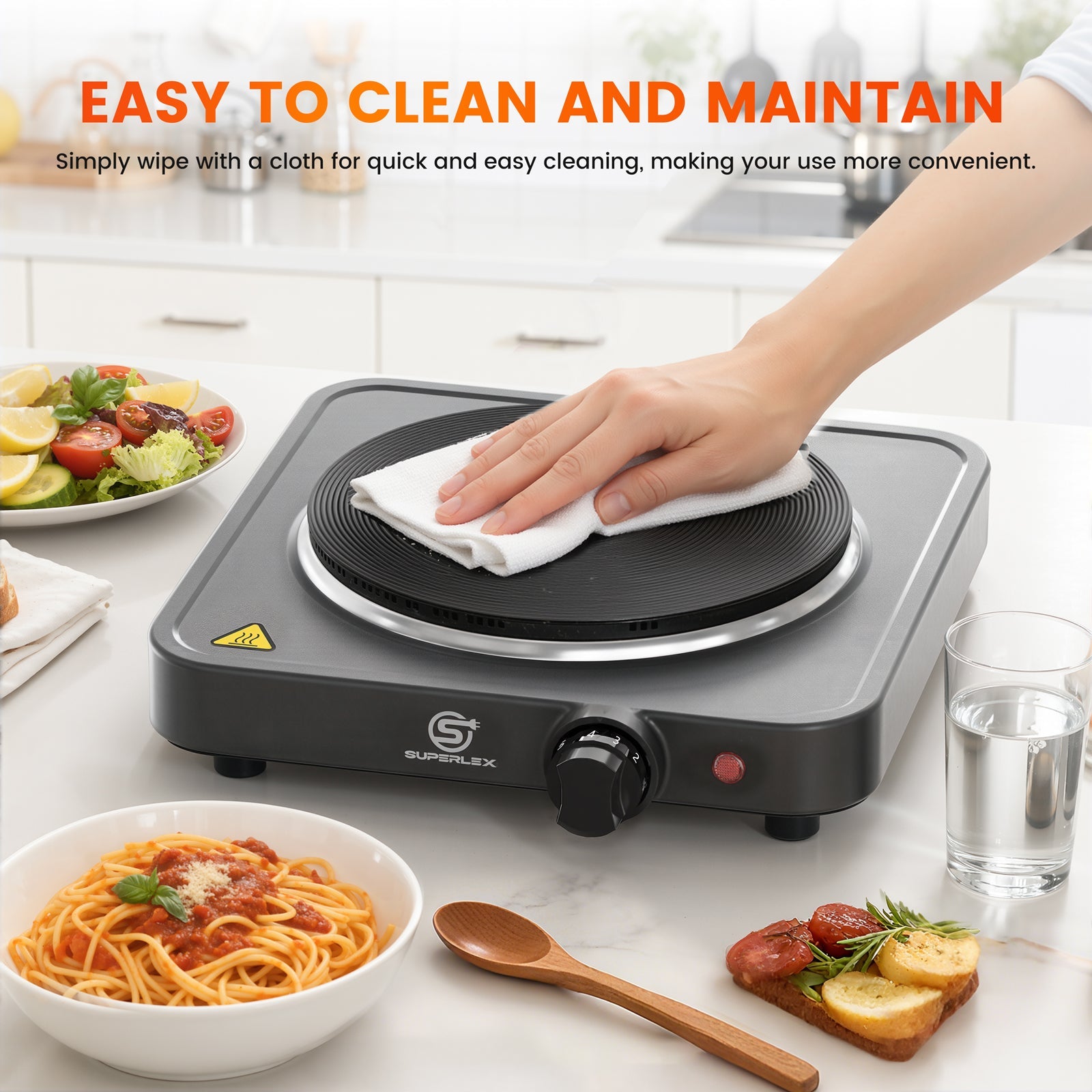 Single Hot Plate 1500W with Adjustable Thermostat & Compact Portable Design