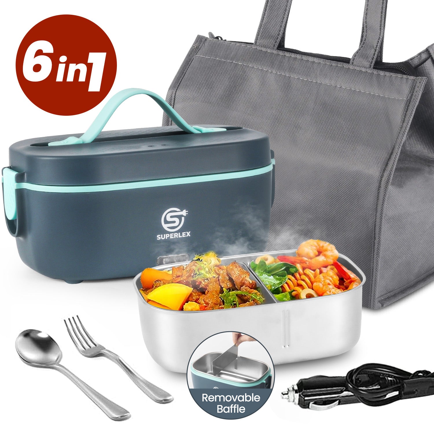 5-in-1 Electric Lunch Box with Fast Heating and Portable Design