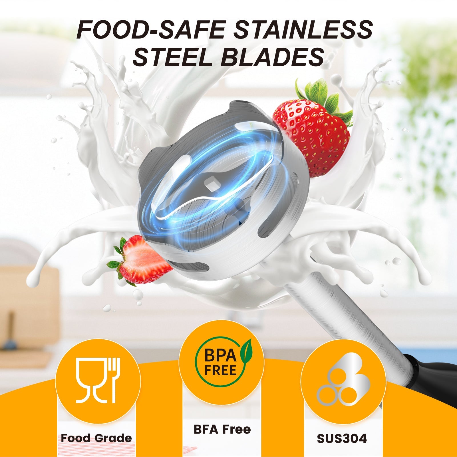 600W Stick Blender with Stainless Steel Blade & Adjustable Speeds