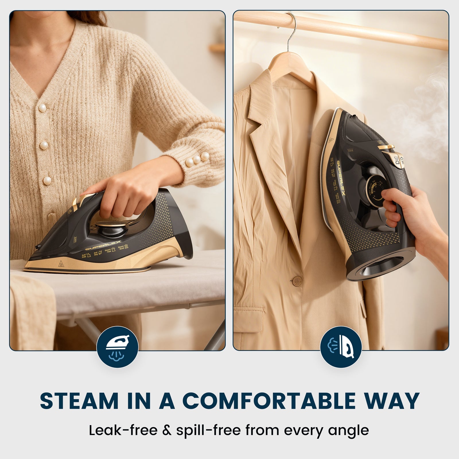 2400W 2-in-1 Cordless Steam Iron – Ceramic Soleplate & Skirt Spray