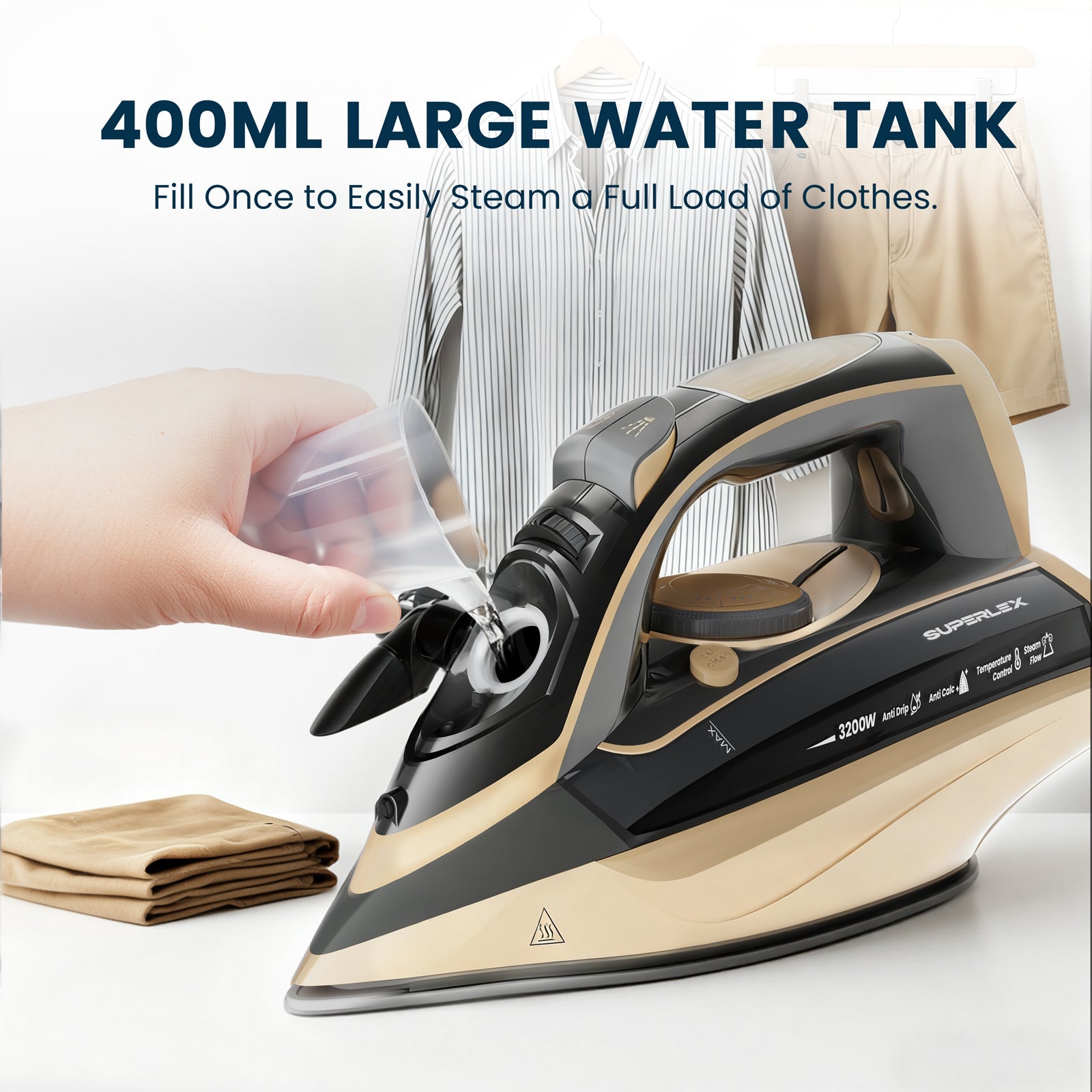 3200W Steam Iron – Powerful Anti-Scale & Vertical Steaming