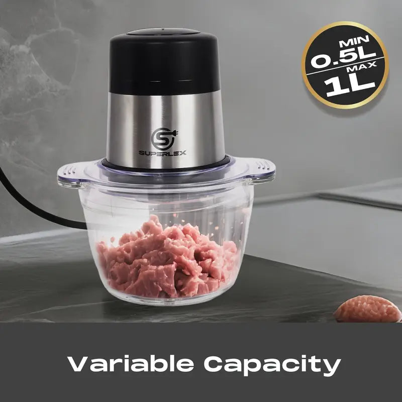 1L Mini Chopper with 300W Motor & SUS420 Stainless Steel Blades