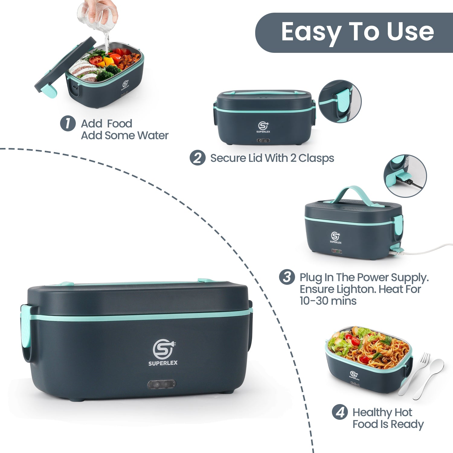5-in-1 Electric Lunch Box with Fast Heating and Portable Design